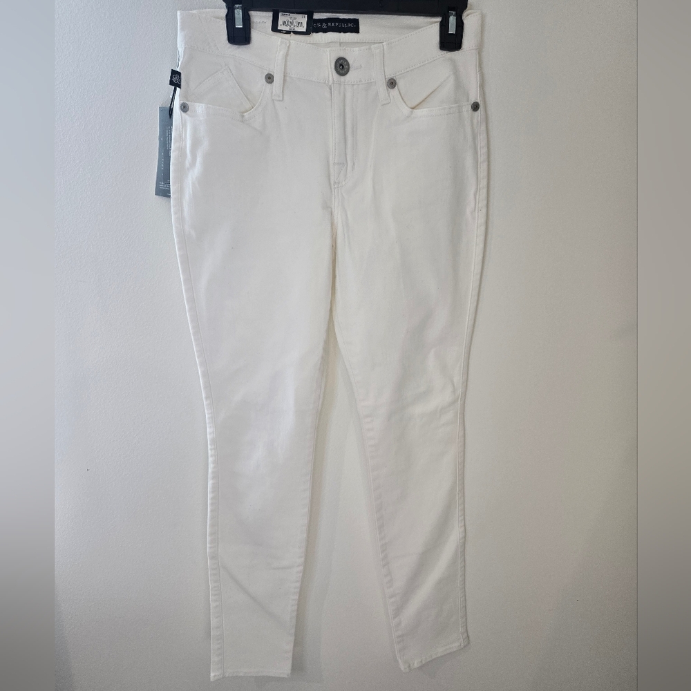 Rock & Republic Women's Off White Skinny Low Rise Jeans Size 10